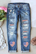 Load image into Gallery viewer, US Flag Distressed Straight Jeans