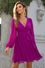 Load image into Gallery viewer, Tied Surplice Neck Pleated Dress