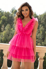 Load image into Gallery viewer, Ruffled V-Neck Sleeveless Mesh Dress