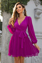 Load image into Gallery viewer, Tied Surplice Neck Pleated Dress