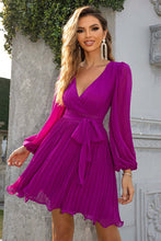 Load image into Gallery viewer, Tied Surplice Neck Pleated Dress