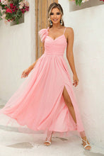 Load image into Gallery viewer, Asymmetrical Ruched Slit Dress