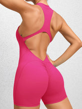 Load image into Gallery viewer, Cutout Ruched Half Zip Active Romper
