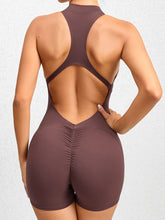 Load image into Gallery viewer, Cutout Ruched Half Zip Active Romper
