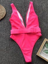 Load image into Gallery viewer, Plunge Wide Strap Sleeveless One-Piece Swimwear
