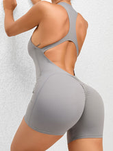 Load image into Gallery viewer, Cutout Ruched Half Zip Active Romper
