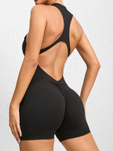 Load image into Gallery viewer, Cutout Ruched Half Zip Active Romper
