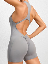 Load image into Gallery viewer, Cutout Ruched Half Zip Active Romper
