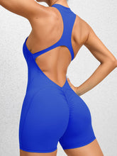 Load image into Gallery viewer, Cutout Ruched Half Zip Active Romper
