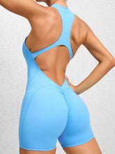 Load image into Gallery viewer, Cutout Ruched Half Zip Active Romper
