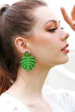 Load image into Gallery viewer, Beaded Banana Leaf Earrings
