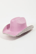 Load image into Gallery viewer, Fame Pave Rhinestone Pearl Trim Cowboy Hat
