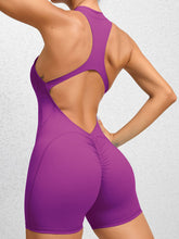 Load image into Gallery viewer, Cutout Ruched Half Zip Active Romper
