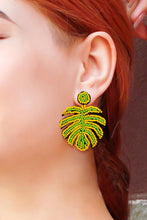 Load image into Gallery viewer, Beaded Banana Leaf Earrings
