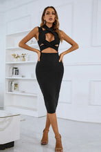 Load image into Gallery viewer, Cutout Halter Neck Crisscross Slit Bandage Dress
