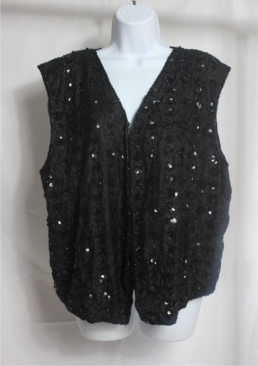 Noir Sequin Embellished Vest