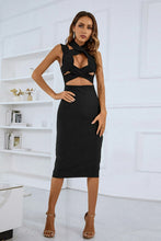 Load image into Gallery viewer, Cutout Halter Neck Crisscross Slit Bandage Dress
