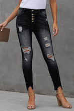 Load image into Gallery viewer, Button Fly Hem Detail Ankle-Length Skinny Jeans
