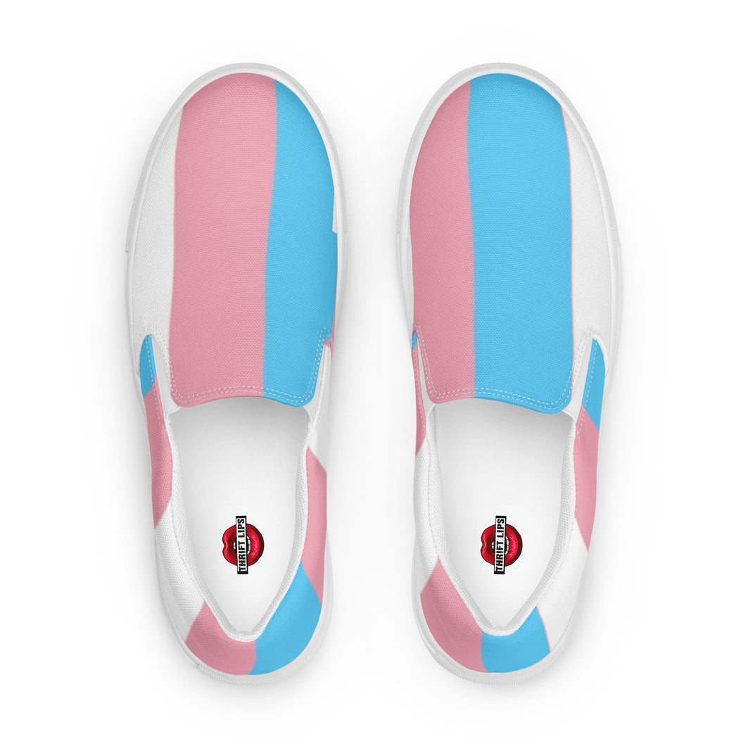 Trans Pride slip-on canvas shoes